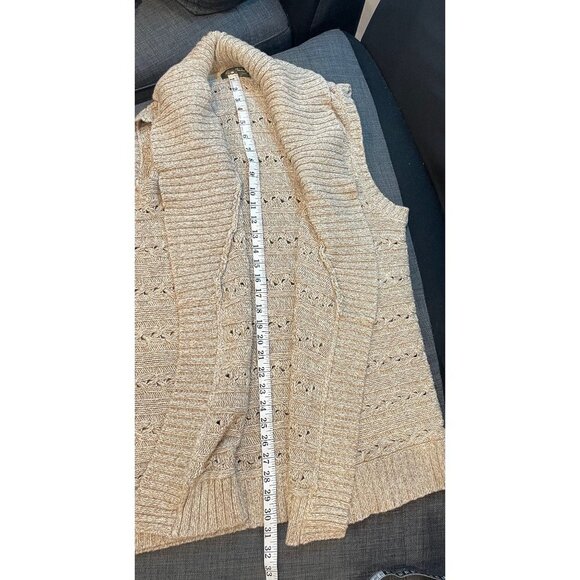Eddie Bauer Long Open Waterfall Brown Sleeveless Cardigan Sweater - Picture 9 of 10